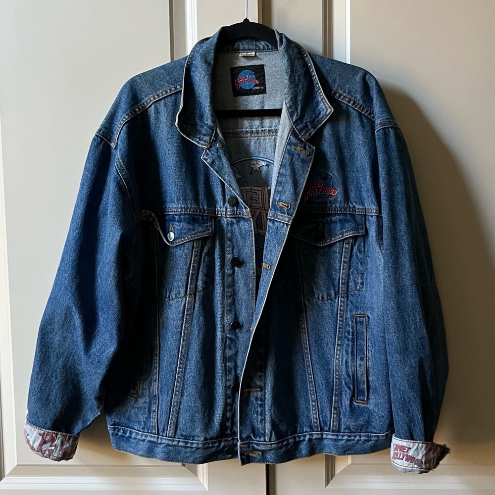 1990s Vintage Planet Hollywood Atlanta Jean Jacket Size XL - Picture 2 of 11